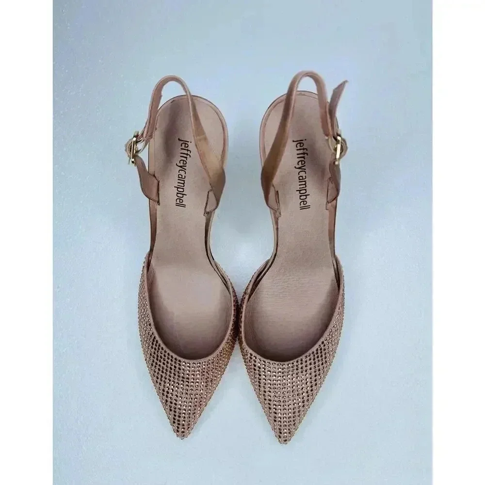 Jeffrey Campbell Zivote slingback pump heels size 8.5 embellished - Picture 4 of 11